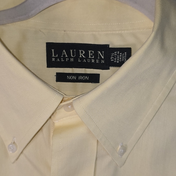 Lauren Ralph Lauren Mens Button Down Long Sleeve Yellow 17.5 - Picture 3 of 7